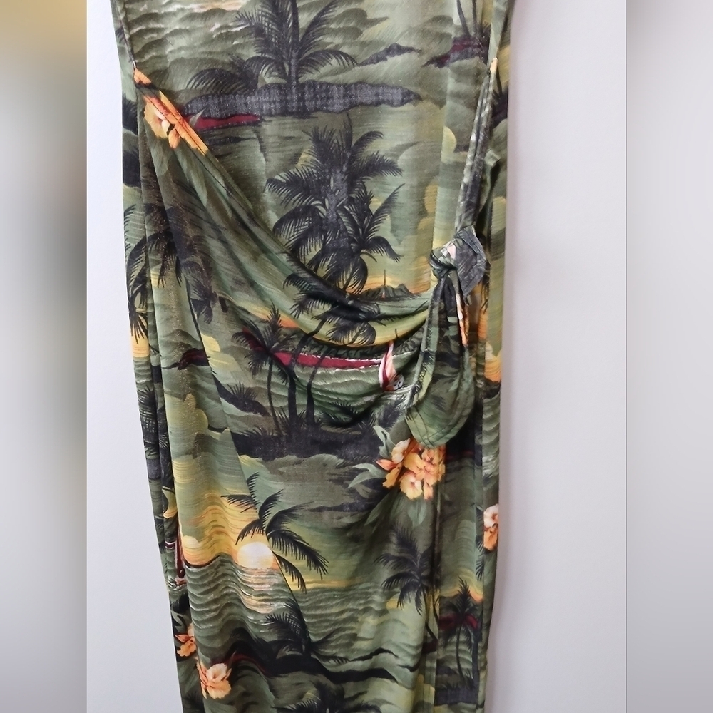 Janana's Tropical Sunset Floral Faux Wrap Maxi Dress Large Resortwear Cruise - Picture 3 of 8